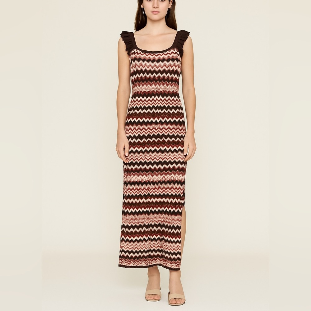 Heartloom Bennet Dress in Brown/Mauve Chevron Wave Size: Small